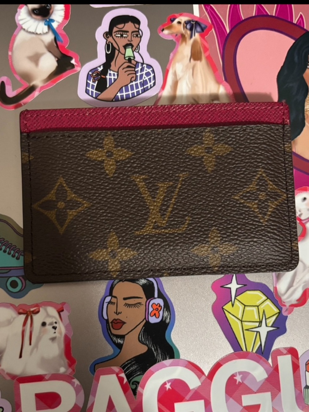 Louis Vuitton Fuchsia Pink and Brown Monogram Cardholder Wallet | LV Card Holder